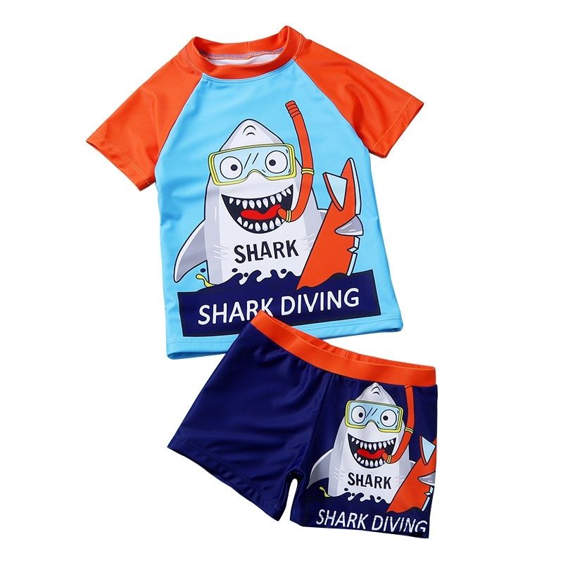 2 In 1 Baby Boys Split Swimsuit Suit (Color:Blue Size:120)