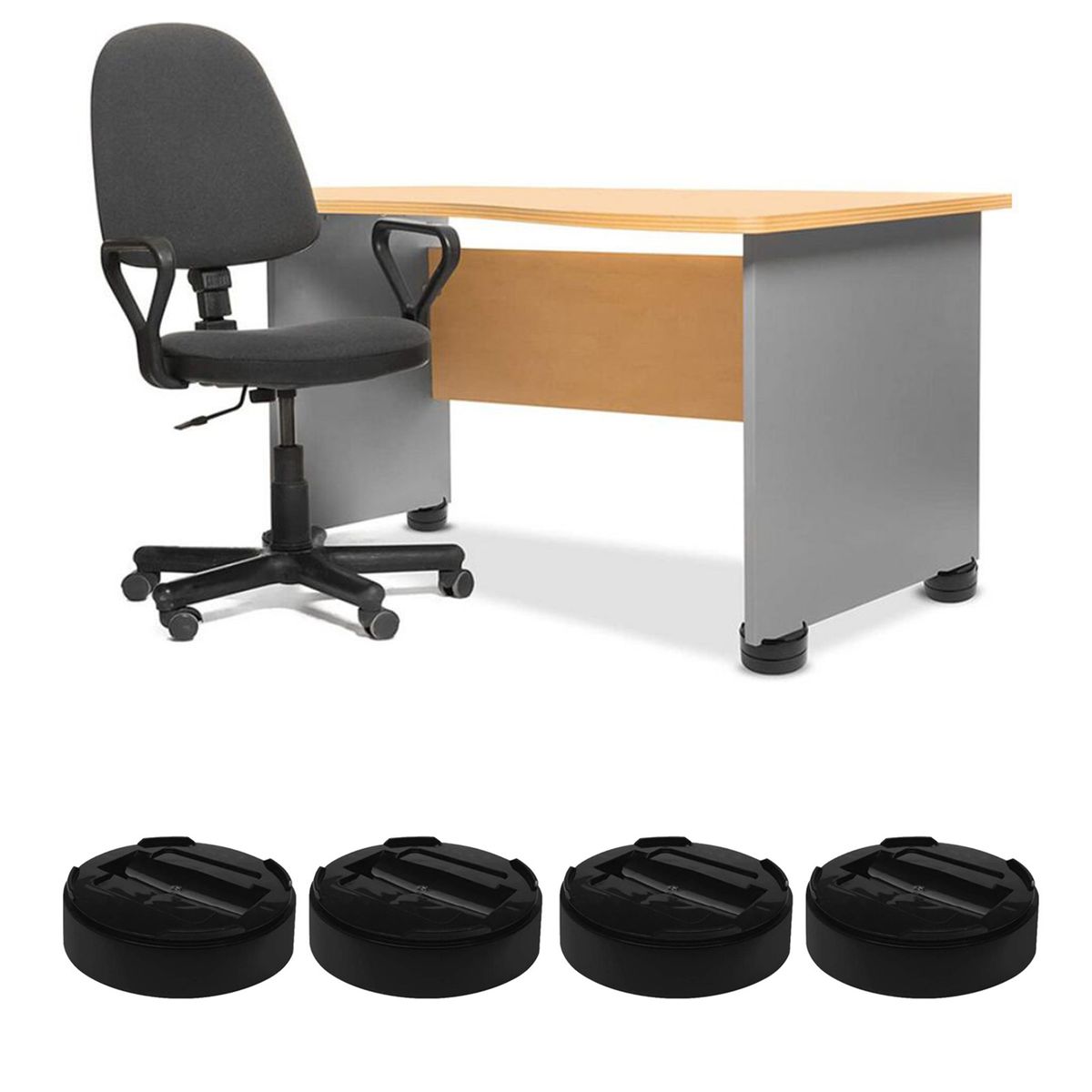 4 Pack Durable Plastic Multi-slot Sofa Furniture Risers ,Bed Leg Pad Riser Sofa Lift Chair Table Lift-Black