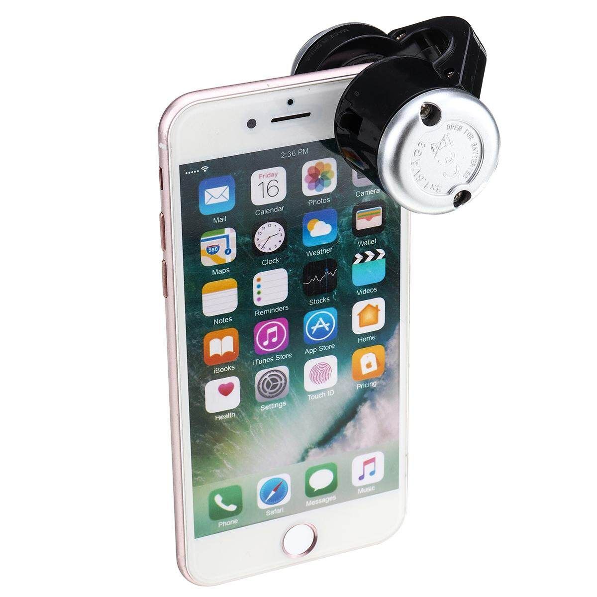 30X Zoom Clip-On Microscope Bright LED Phone Magnifier Mobile Cell Phone Camera Lens With Led Light Black