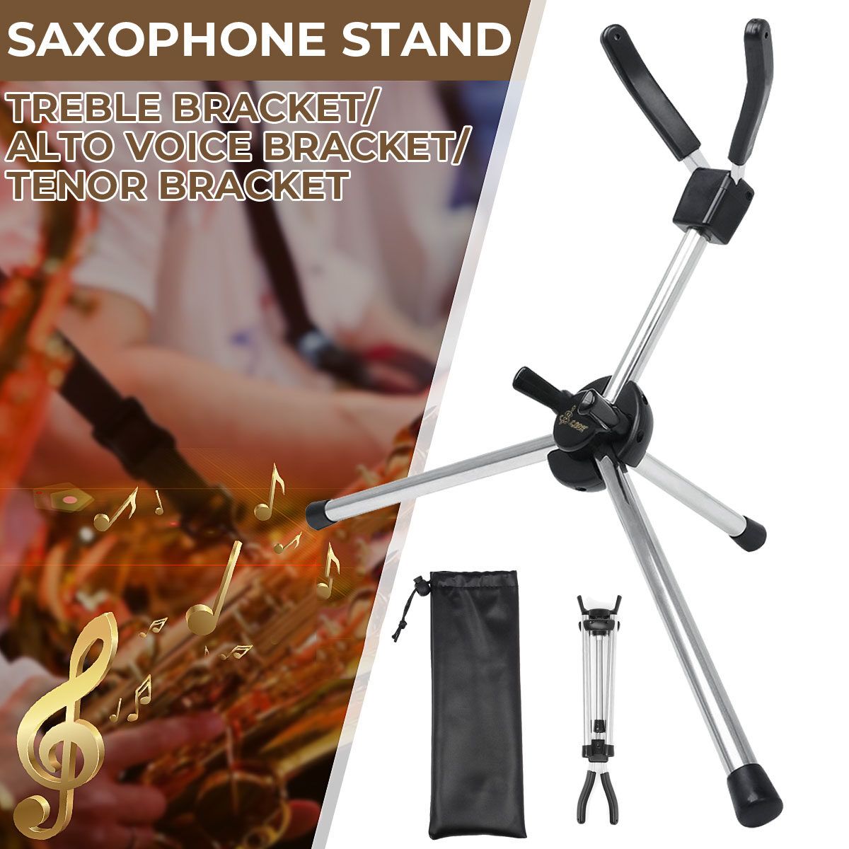 Foldable Portable Alto Tenor Saxophone Stand Sax Tripod Holder Saxophone Accessories Treble Bracket
