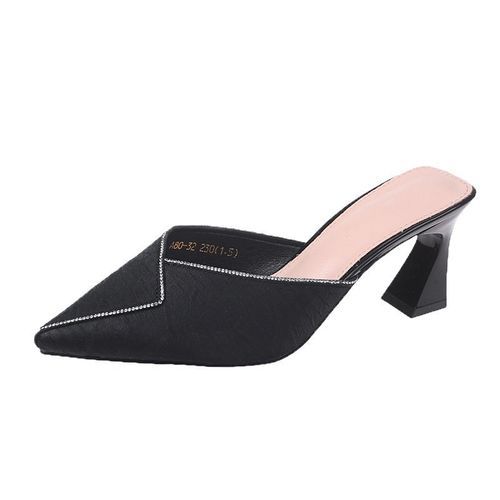Ladies Berniso Heel Slippers-Black