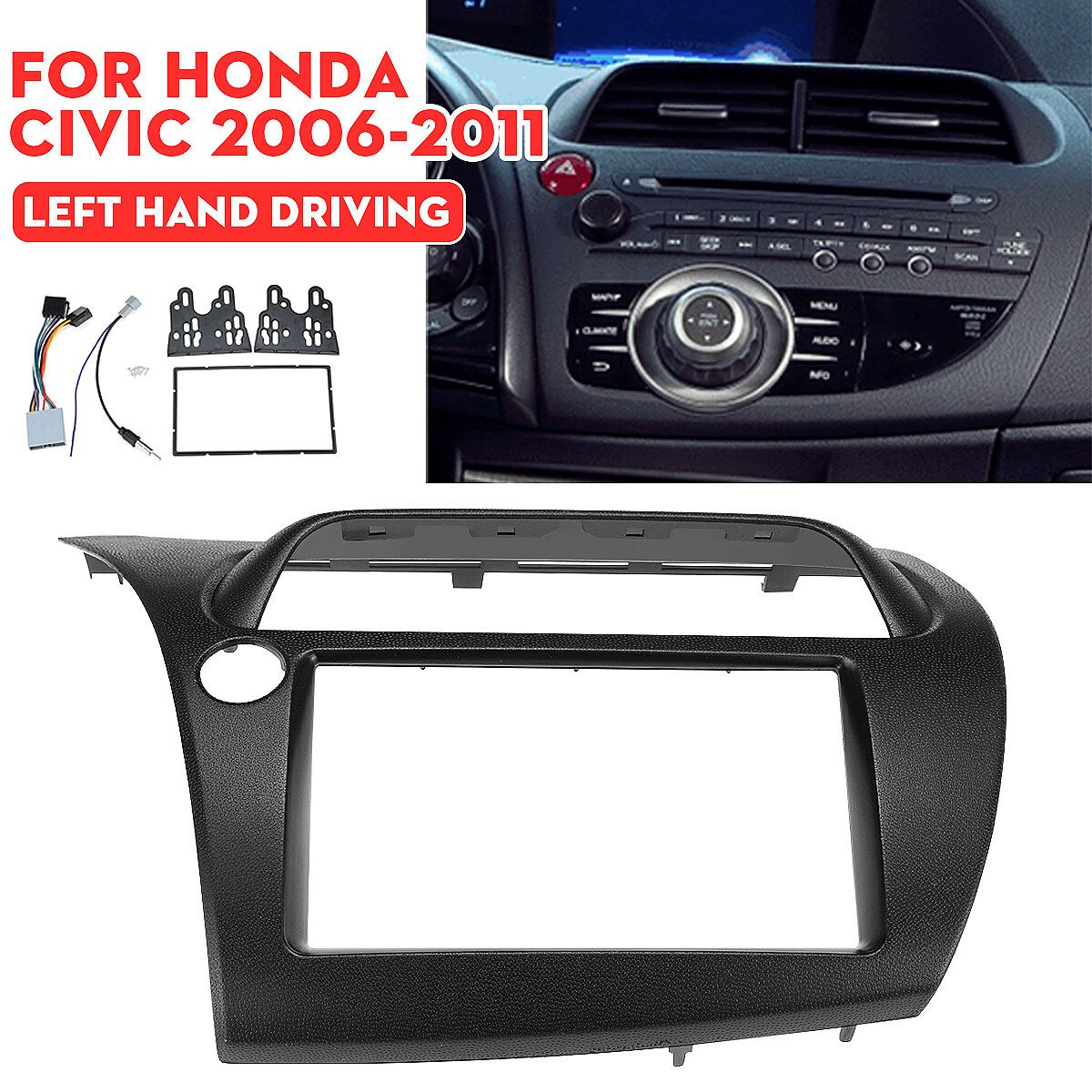 Car Stereo Radio Double 2 DIN Dash Kit Fascia Dash For Honda Civic 2006-2011