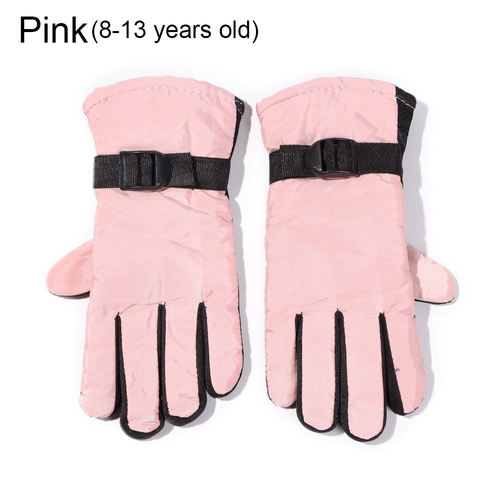 (8-13 Years Pink)1Pair Adult Kids Winter Gloves Warm Boys Girls Gloves Ski Children Fashion Mittens Snow Surface Waterproof Inner Cotton Mitten