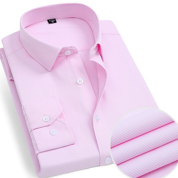 Men Top-Notch Corporate Quality Office Plain Slim Fit Long Sleeve Pink Shirt
