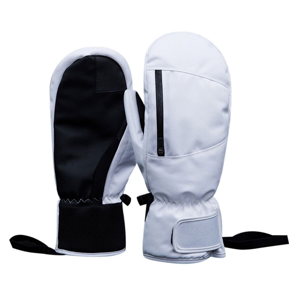 (Adult-3-white)1Pair Non-slip Windproof Waterproof Fashion Thicken Gloves Men WOmen Outdoor Sk GRE