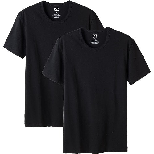 Men's Round Neck T Shirts  - Set Of 2  - Black