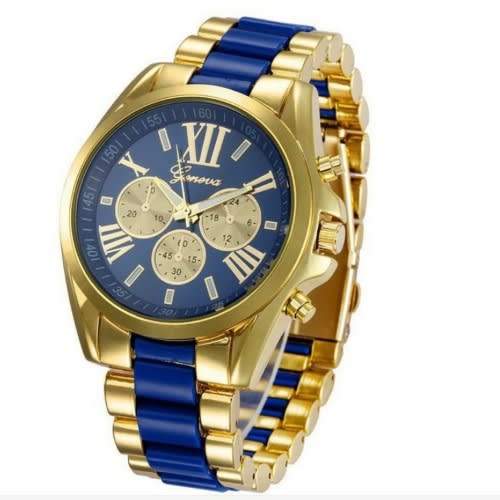 Men's Wrist Watch - Blue/gold