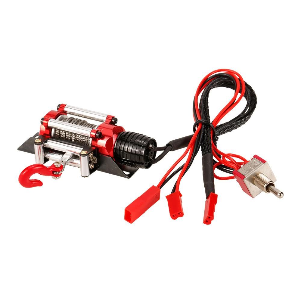 Metal Steel Wired Automatic Simulated Winch with Switch for 1/10 Traxxas HSP Redcat HPI TAMIYA CC01 Axial SCX10 RC4WD D90 RC Rock Crawler
