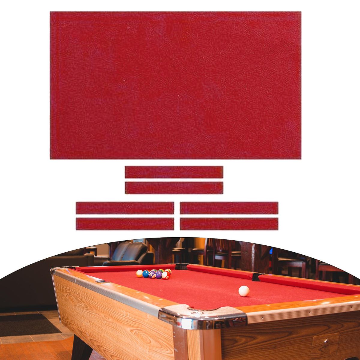 Billiards Pool Tablecloth Snooker Cloth Felt Pre Cut Pool 7ft Red