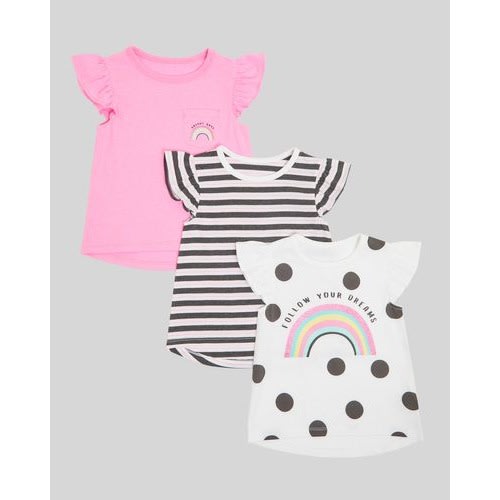 Girl's Rainbow T-shirt- Pack Of 3