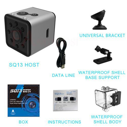 SQ13 WIFI Small Mini Camera Cam HD 1080P Video Sensor Night Vision Micro Camcorder DVR Motion Recorder Camcorder SQ 13(Silver)