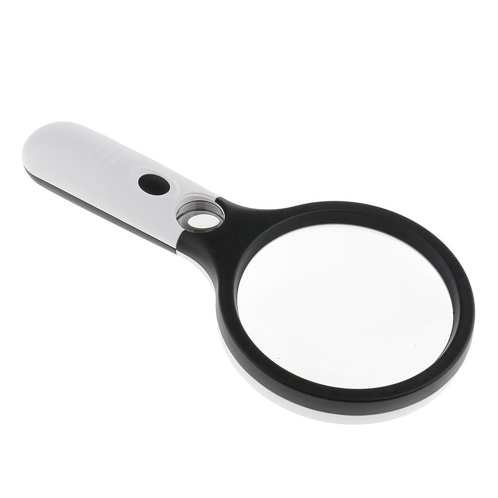 Handheld 4X 30X Magnifying Reading Glass Lens Jewelry Loupe With 4LED