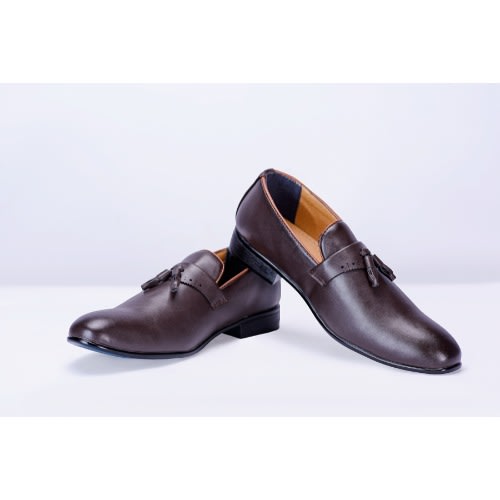 Men Casual Leather Slip On Office Loafer - Brown