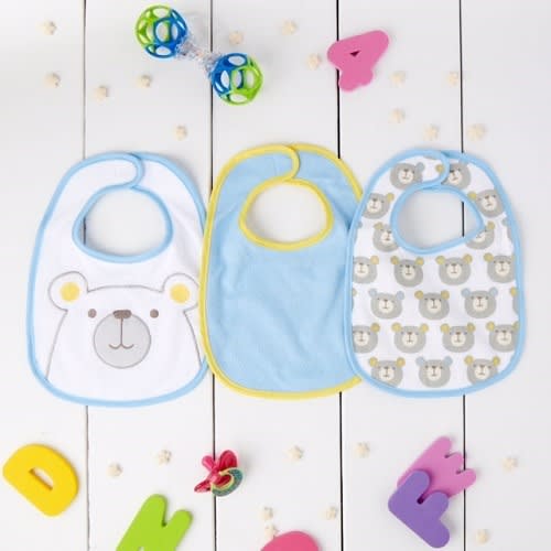 Cotton Drool Feeding Baby Boy Bib - 3pks