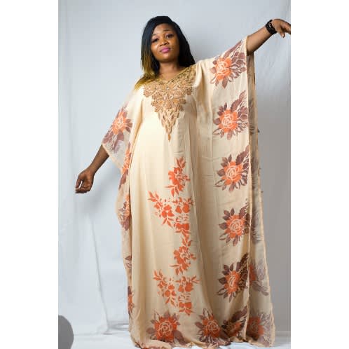 Beige Embroidery Kaftan