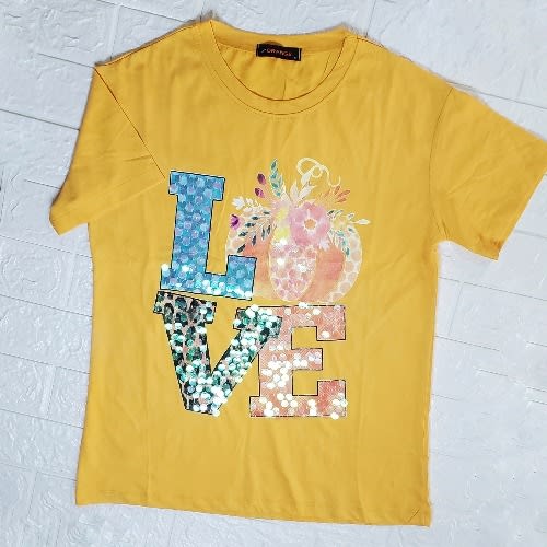 Ladies Print T-Shirt -Yellow