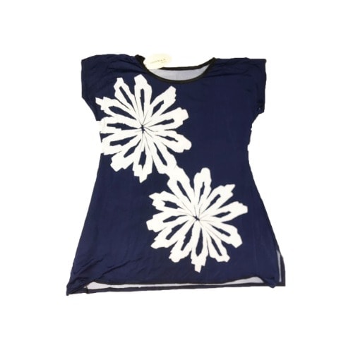 Ladies Double Flower Silk Blouse - Blue