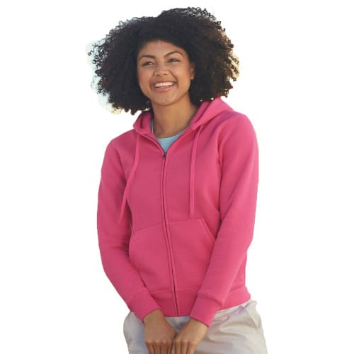 Women's Pink Hoody Neck Zip Sweatshirt