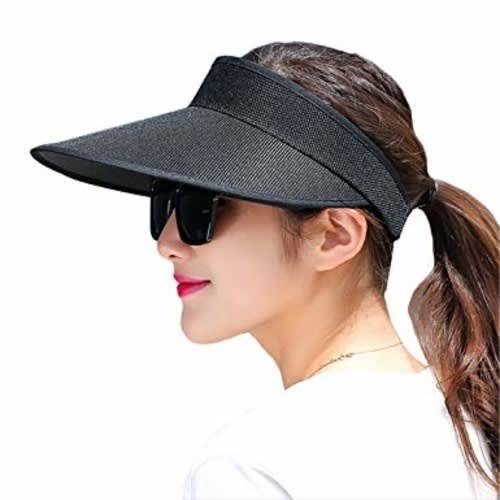 Ladies Wide Brim Visor Hat - Black