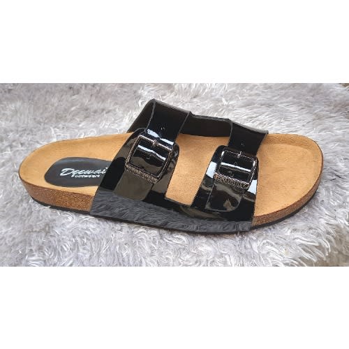 Deewai Exotic Italian Patent Leather 2 Straps Covered Slippers