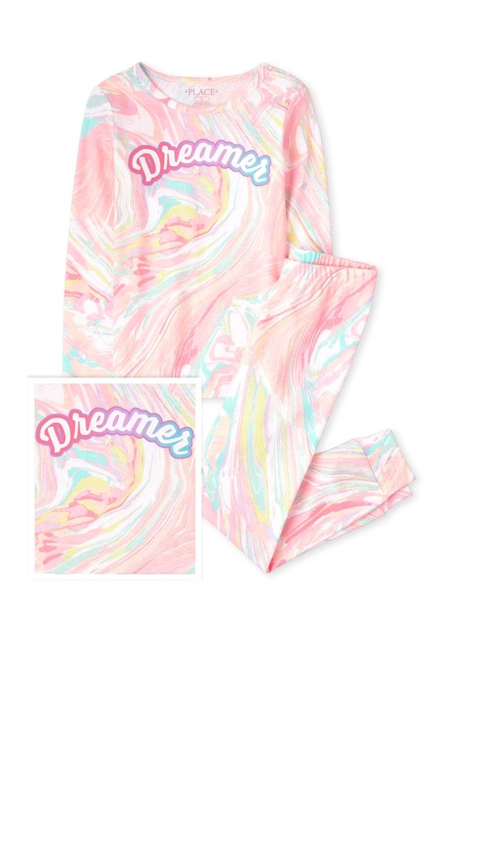Girls Dreamer Rainbow Splash  Snug Fit Cotton Pyjamas Sleepwear