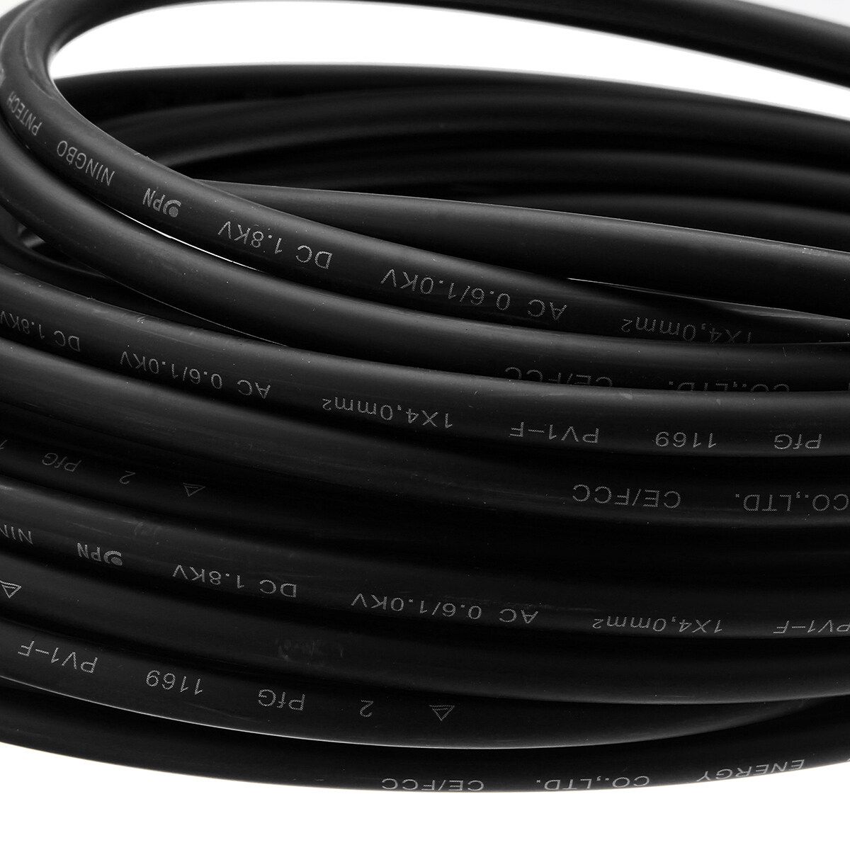10AWG/12AWG Solar Panel Extension Flexible Cable PV Wire Male Female Connector Cord Red/Black Black