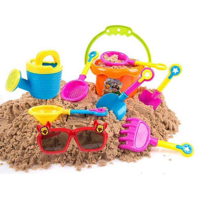 9x Beach Toys Sand Toys Set, Bucket, Shovel, Rake, Watering Can