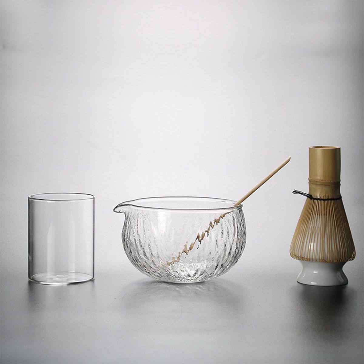 Japanese Matcha Set Glass Matcha Bowl Green Tea Whisk Holder Office