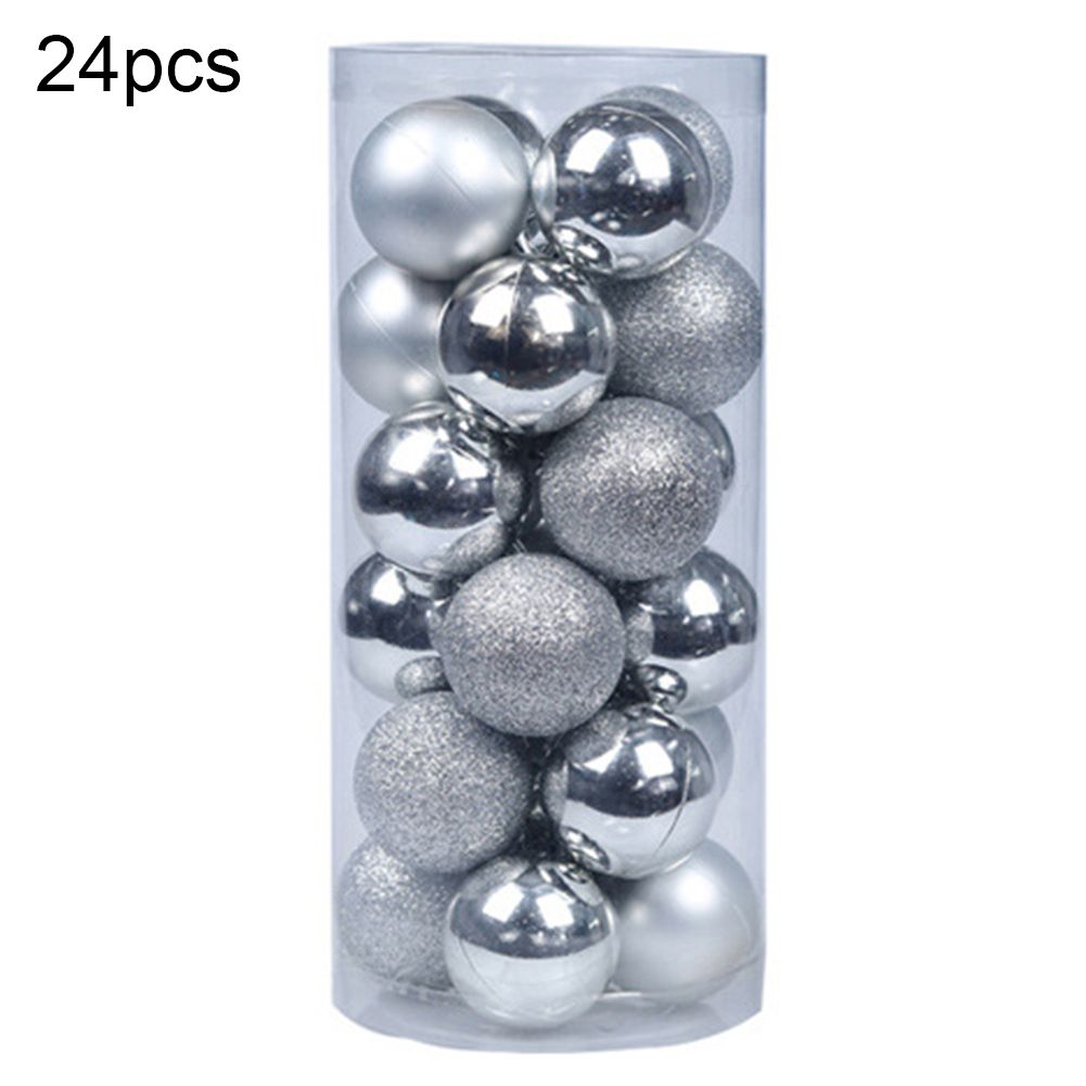 24Pcs Christmas Ball Hanging Bauble New Year Wedding-Silver