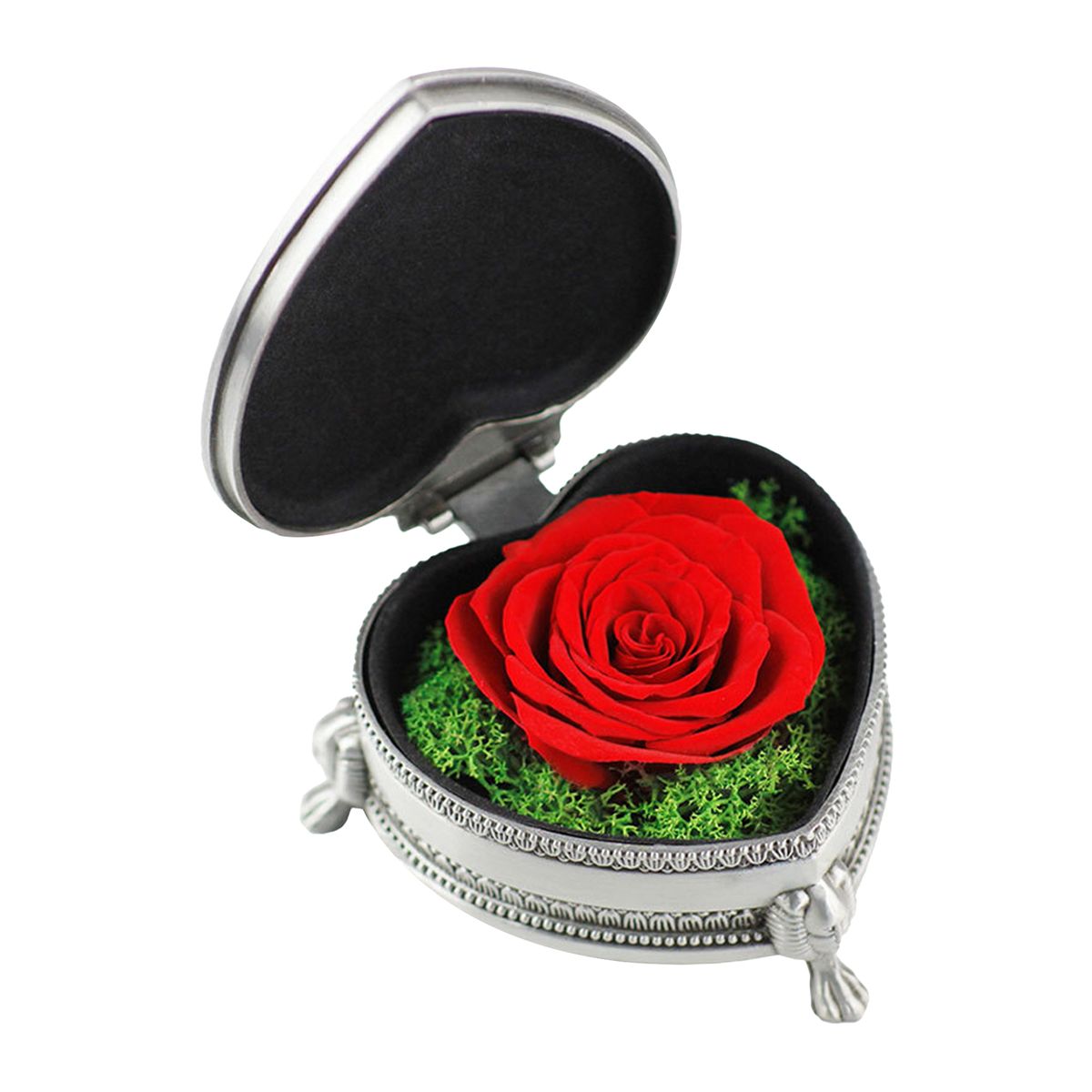 Preserved Real Rose Flower In Gift Heart-Shaped Box Eternal