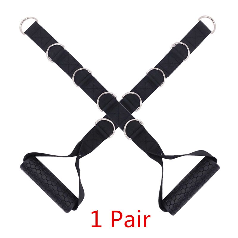 (5 D-ring Handle)1 Pair Gym Resistance Bands Handles Anti-slip TPR Grip Strong Nylon Webbing Fitness Heavy Duty Cable Machine Workout Equipment WAR