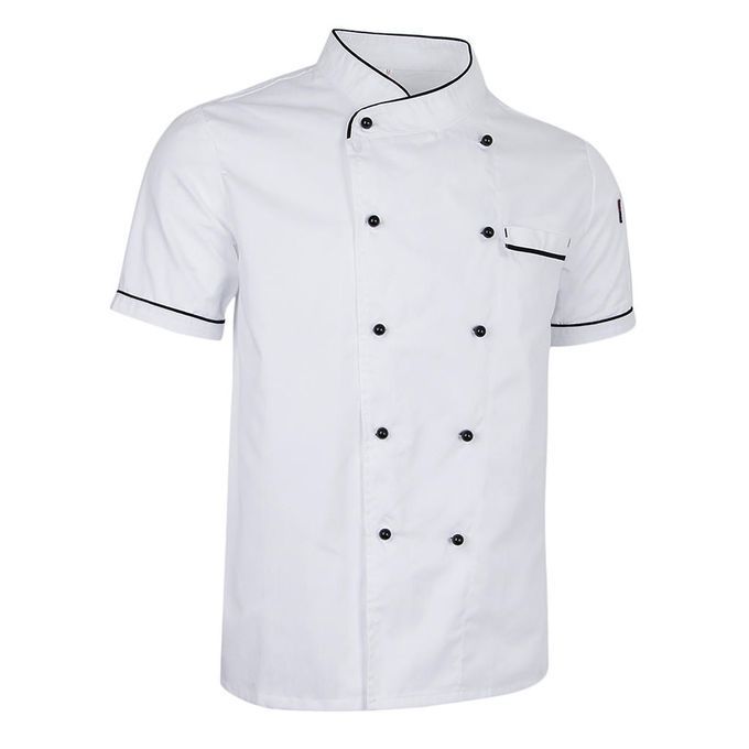 Chef Jacket Uniform Short Sleeve Hotel Kitchen Chefwear Cook M White