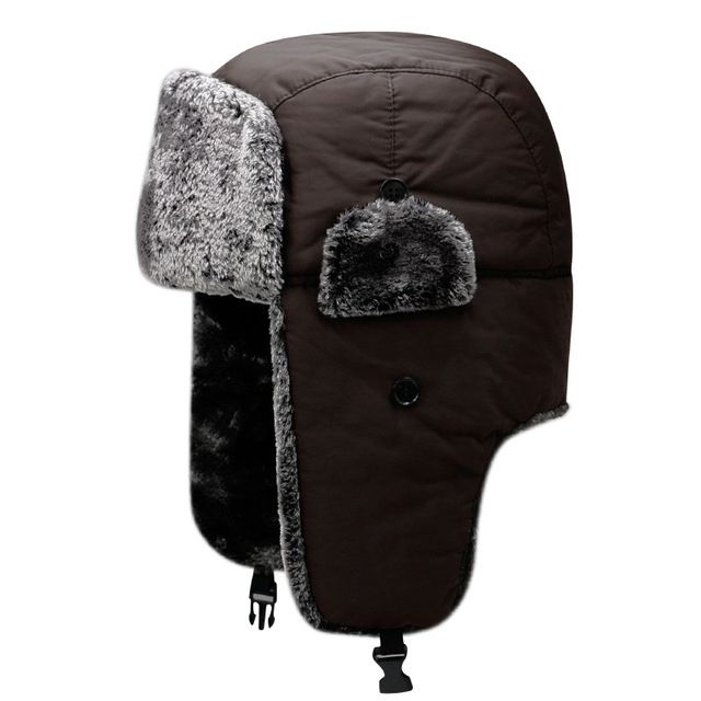 Winter Men Warm Waterproof Russian Adjustable Ushanka Hat With Ear Flap Mask Fur Trapper Cap Warm Hats(#Khaki)