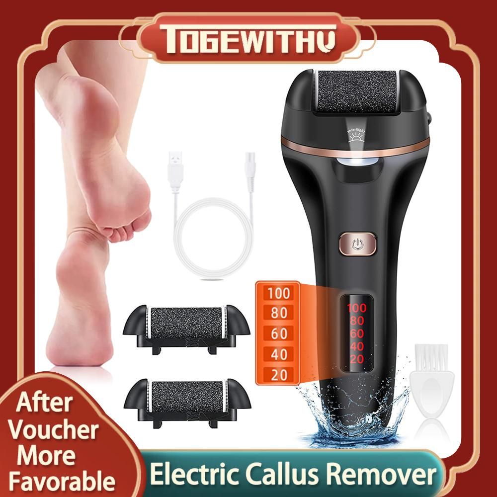 Electric Callus Remover, Foot Grinder Rechargeable Foot File Hard Skin Remover Pedicure Tools for Feet Electronic Callus Remover  Portable Waterproof Pedicure kit for Cracked Heels and Dead Skin Foot Care Foot Scrubber with L