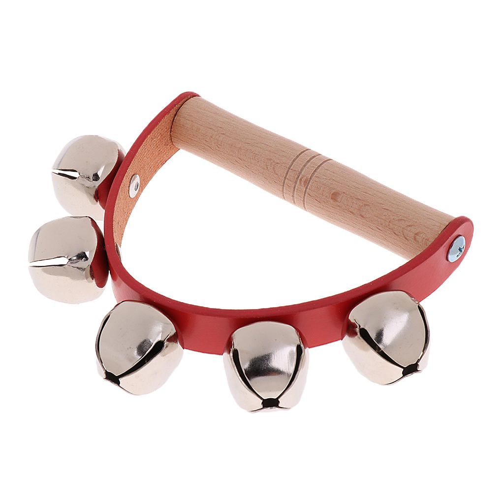 Hand Percussion Drum 5 Jingle Bells Tamborine For Baby Grasp Catch