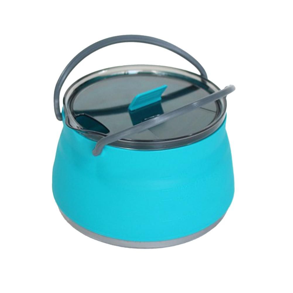 1L Folding Cooking Pot Kettles Portable Fire Heating Silicone Tea Kettle Collapsible Camping
