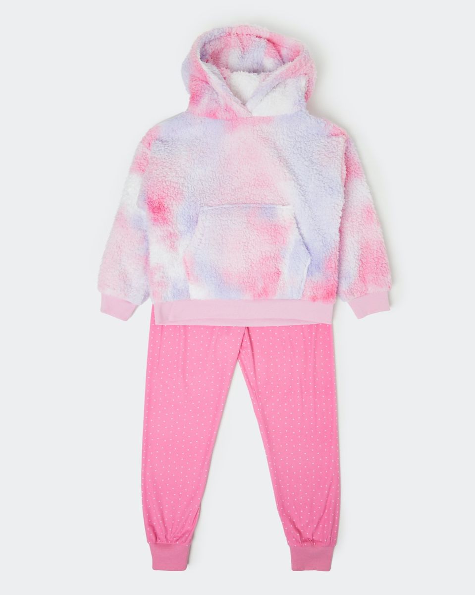 Girls Borg Hooded Lounge Set