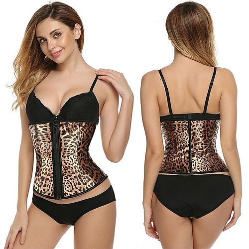 Women Breathable Tummy Trainer Shapewear Waist Cincher-Leopard