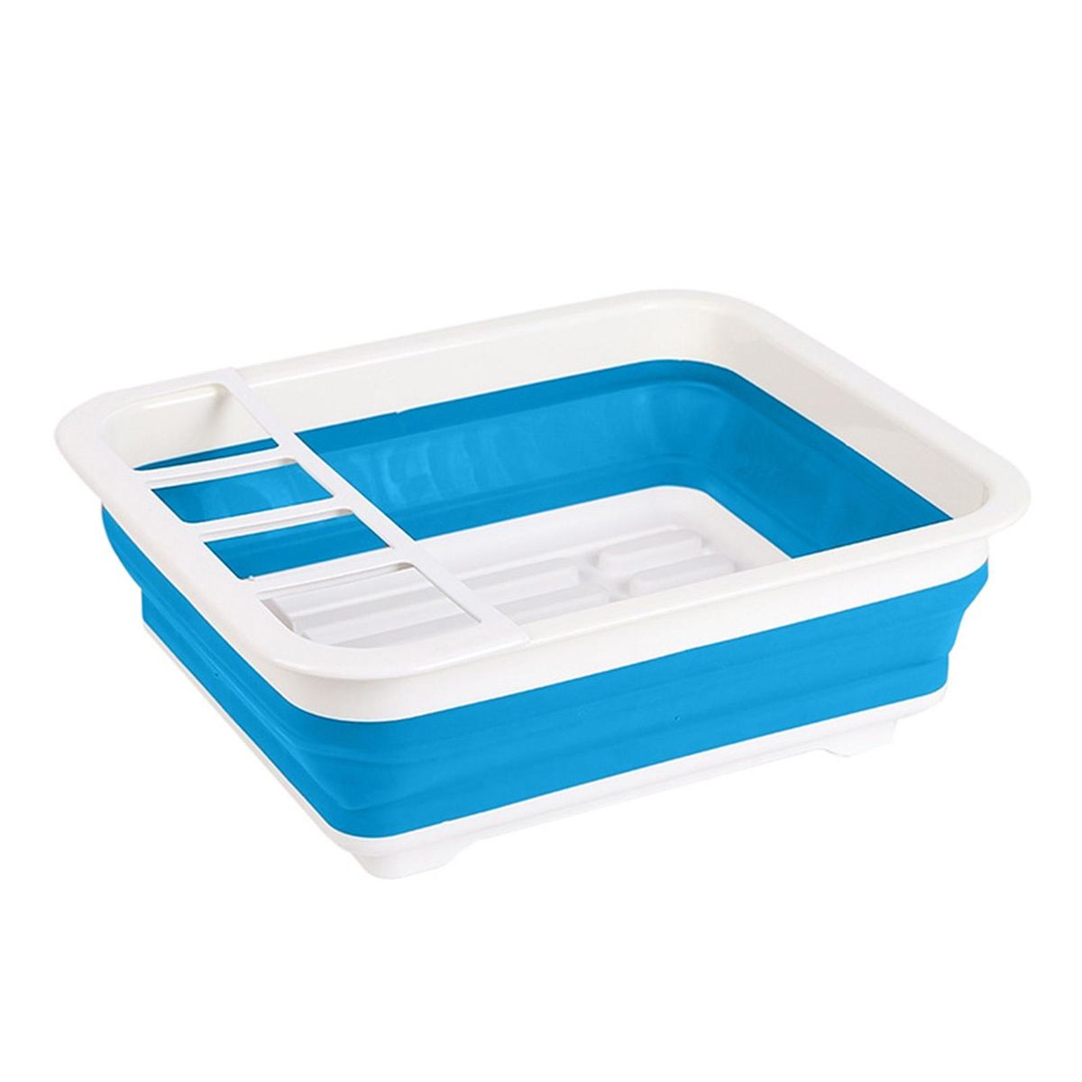 Drying Rack for Utensils Foldable Cutlery Storage Box Dish Drying Rack White Blue
