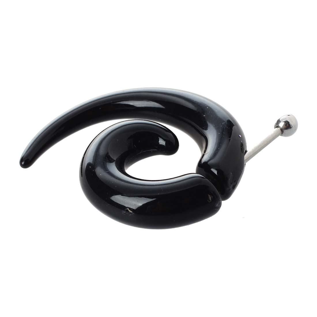 Black Acrylic 6mm Spiral Ear Expander Stud Earring