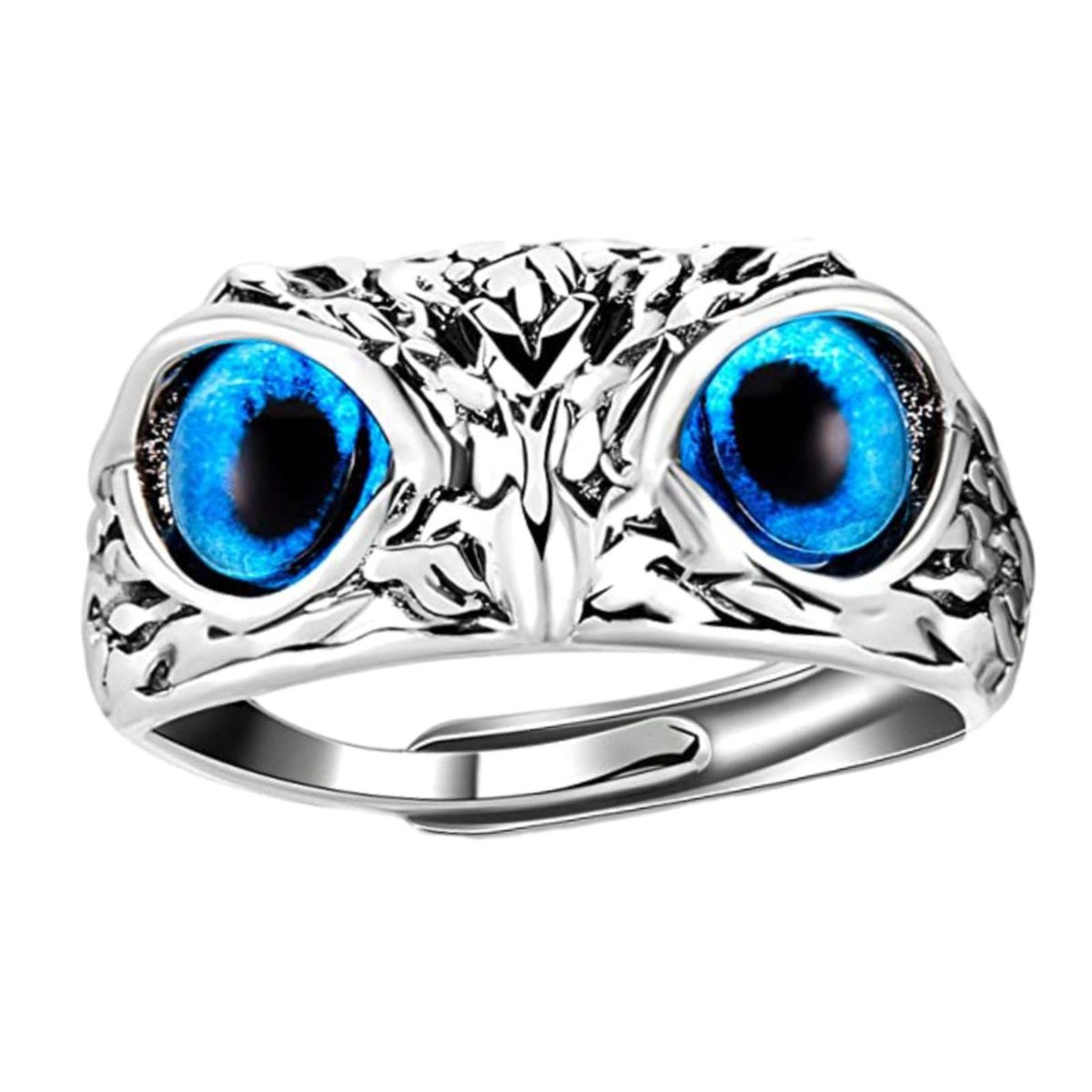 Ultralight Adjustable Owl Ring with Big Eyes Simple for Engagement Blue