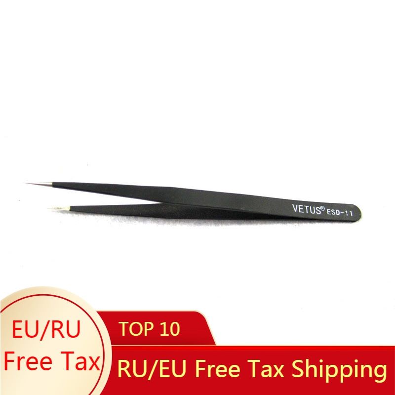 BGA Precision ESD Stainless Steel Anti-static Tweezers SMD Reworking Soldering Hand Tools-ESD-13