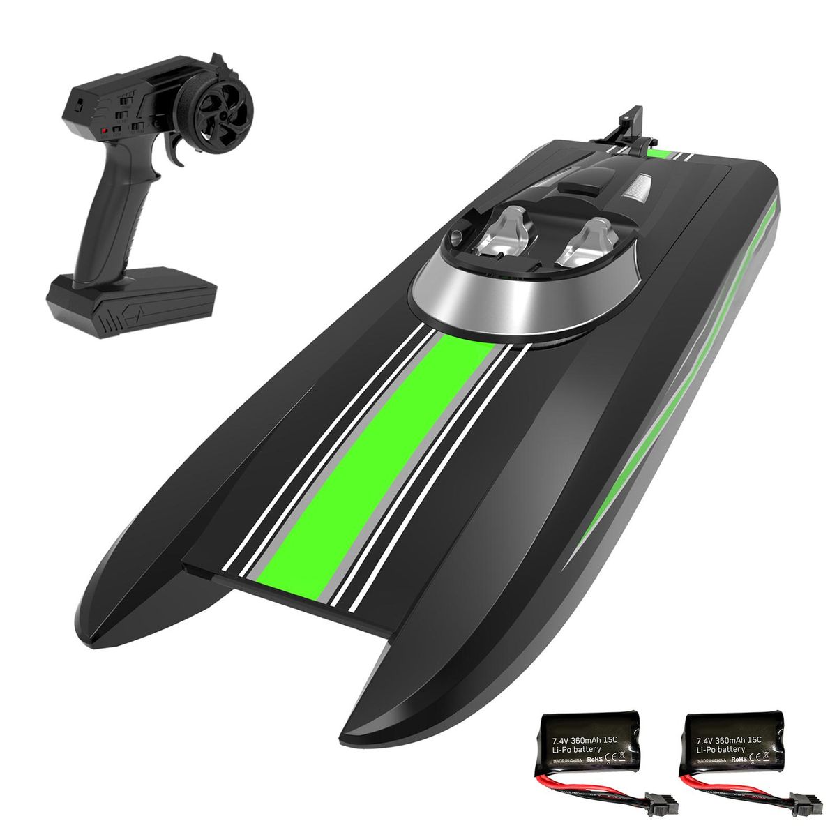 Remote Control Boat 30km/h High Speed 2.4GHz Remote Control Ship Toy Gift for Kids Adults Boys Low Battery Alarm with 2 Battery