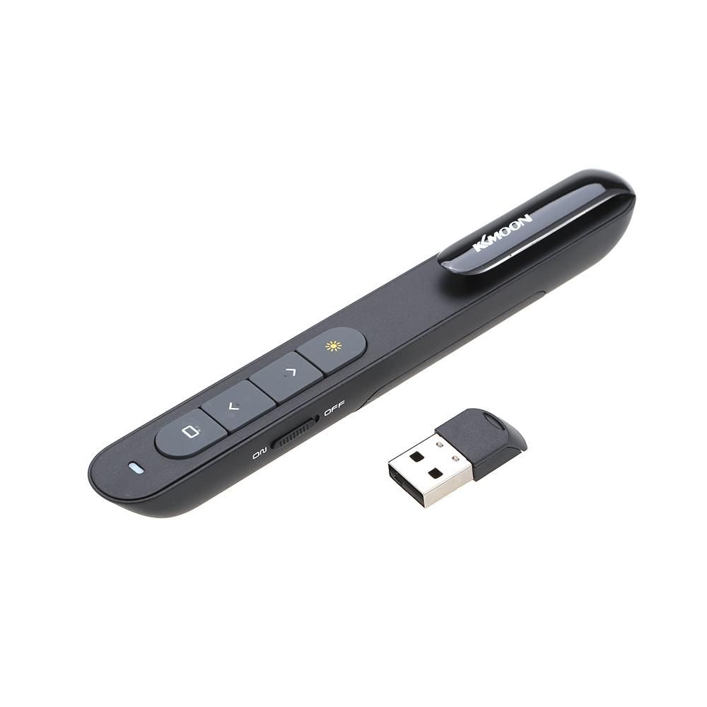 KKmoon 2.4GHz Wireless PowerPoint Clicker Remote Controller Flip Pen Pointer Handheld PPT Presenter Unibody 10m Controlling Range Support Hyperlink Volume Control with USB Receiver