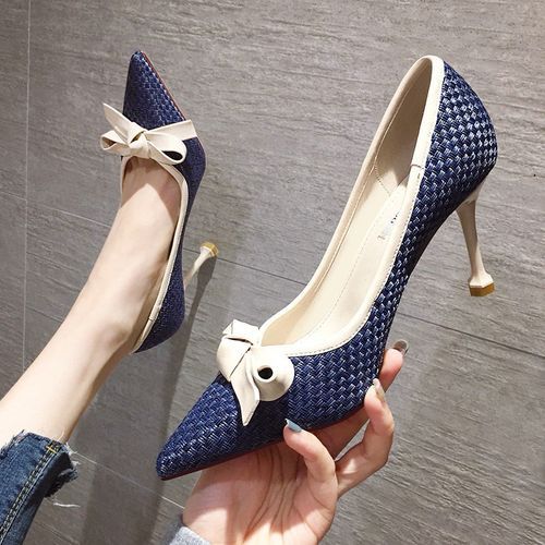 Ladies Classic Simple Pointed High Heels-blue (7cm)