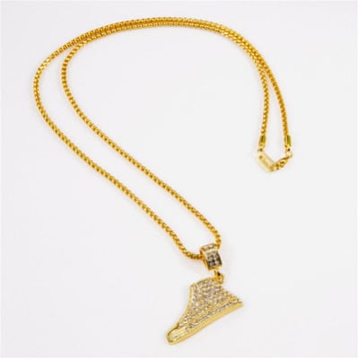 Gold Chain with Iced Sneakers Pendant