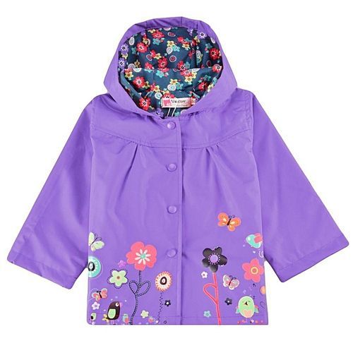 Spring Autumn Children Hoodies Girls Flowers Jacket Kids Clothes Baby Outerwear Clothing Girl Rain Coat Purple