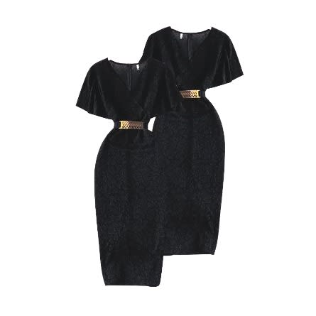 V Neck Evening Dress - Black