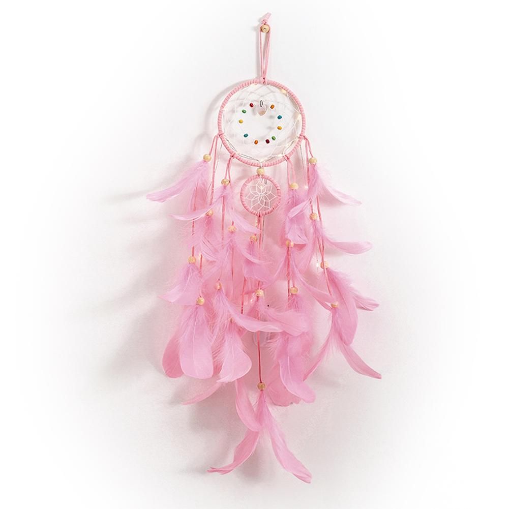 Feather Dream Catchers with LED Light Portable Handmade Wall Hangings Decoration Photography Prop Room Home Decor