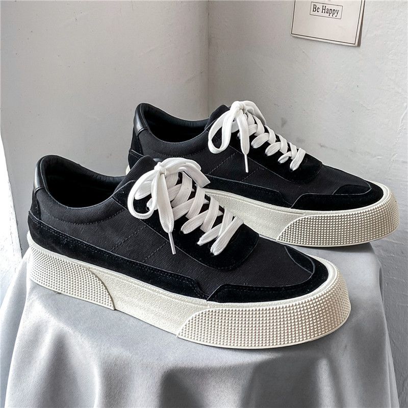 Men's Fashion Casual Shoes Lace-Up Slippers - Black
